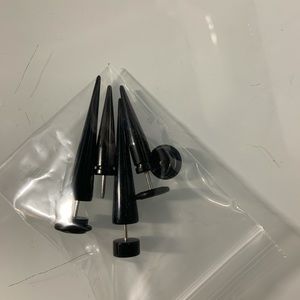 Fake faux black tapers gauges
